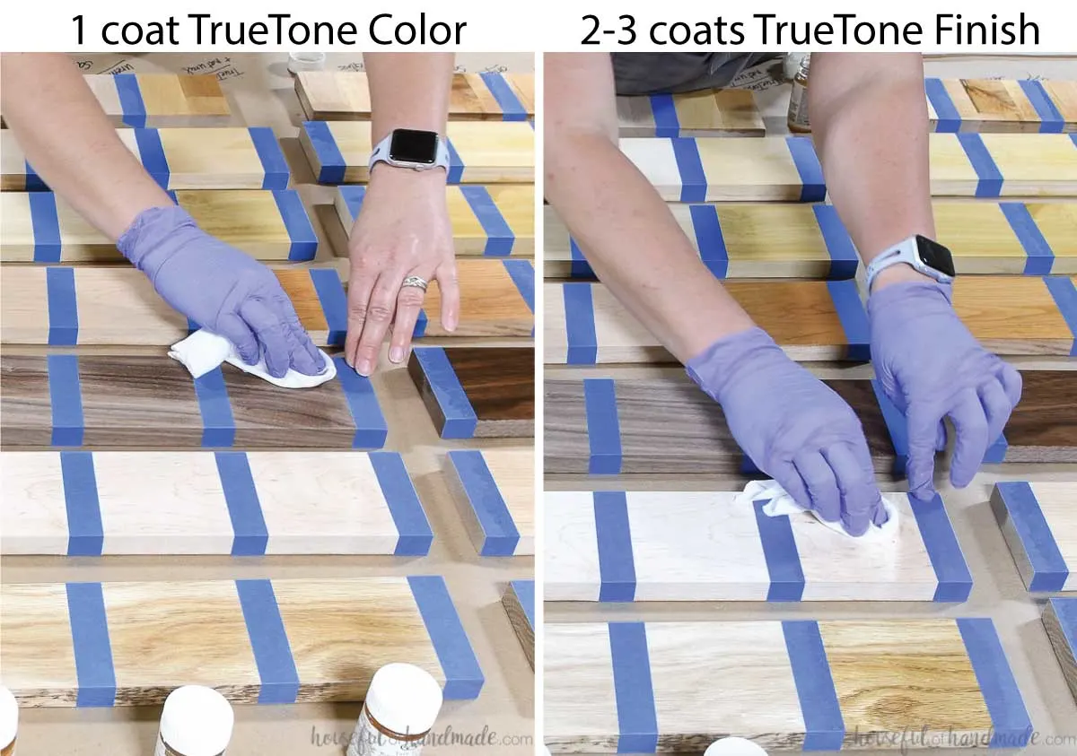 Application process for the TrueTone buff in color and Finish by Waterlox. 