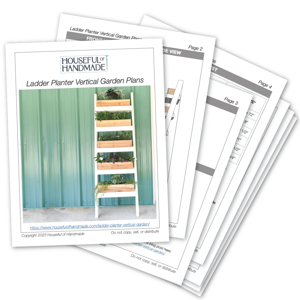 PDF plans for a vertical ladder planter.