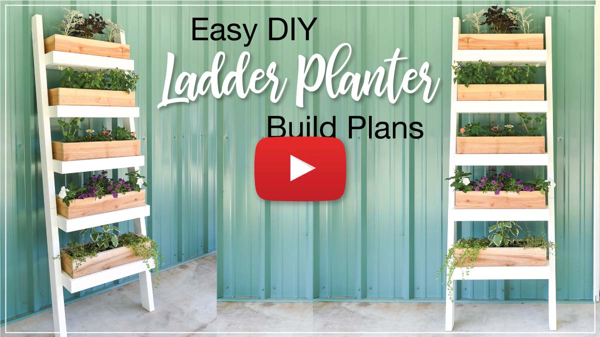 Thumbnail for YouTube video for DIY ladder planter build. 