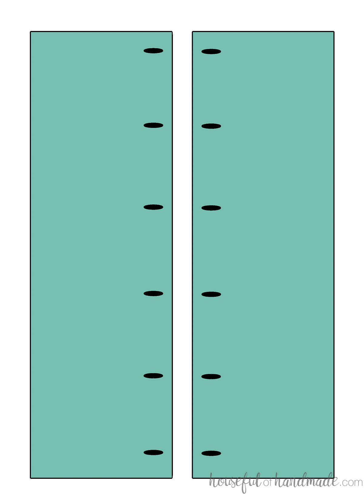 Sketch of the side pieces of the bookcase cut out with pocket holes drilled in the front.