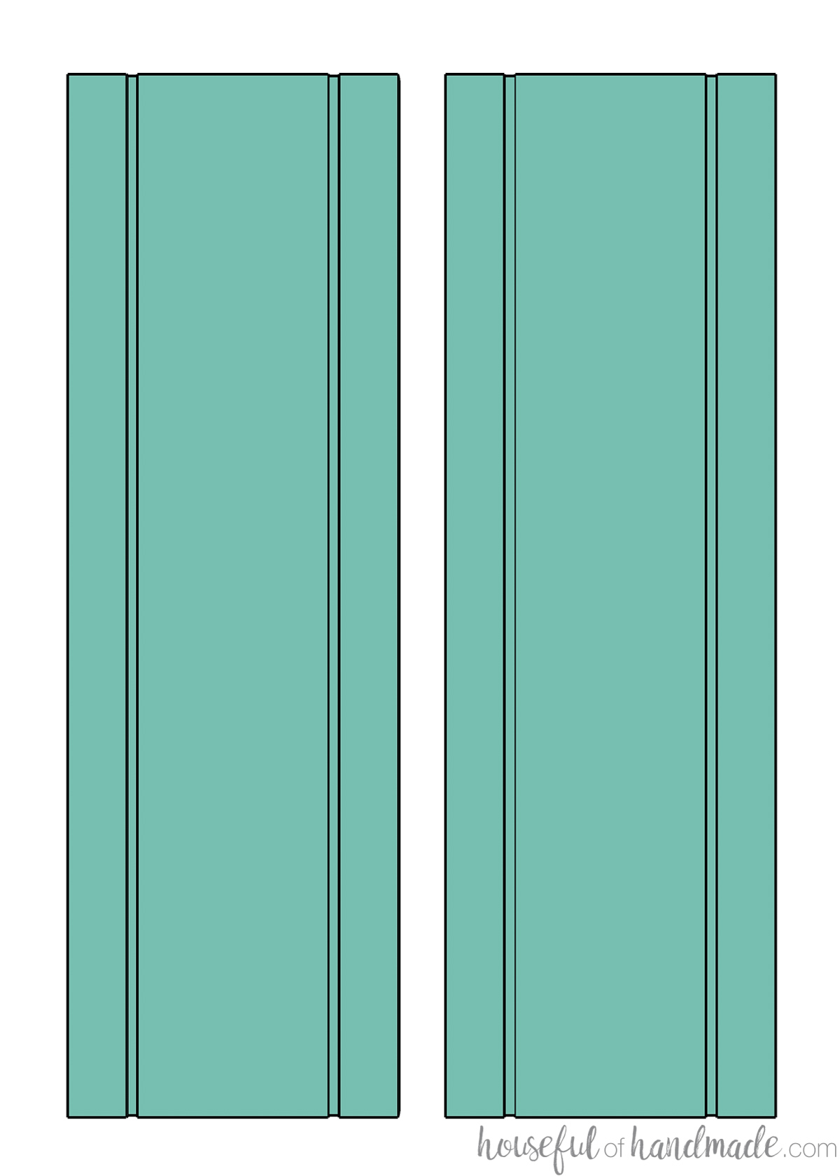 Sketch of side pieces for the bookcase with grooves for shelf standards. 