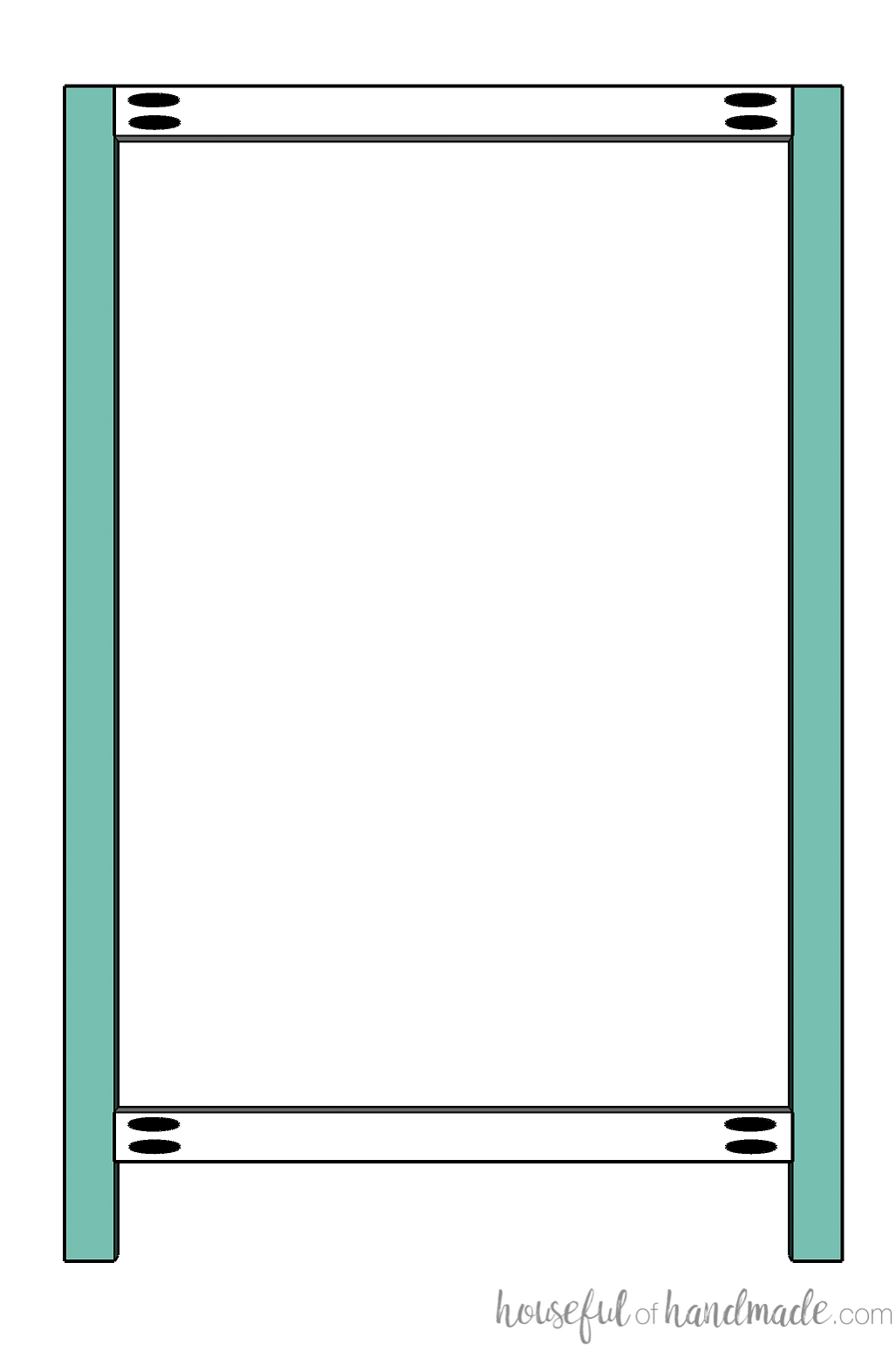 Sketch of the face frame pieces for the bookshelves and how to attach them together. 