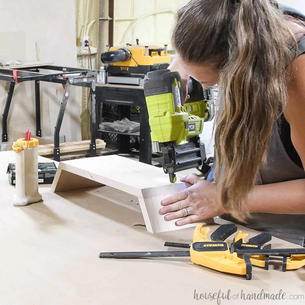 Nailing the top of the riser to the legs through the top.