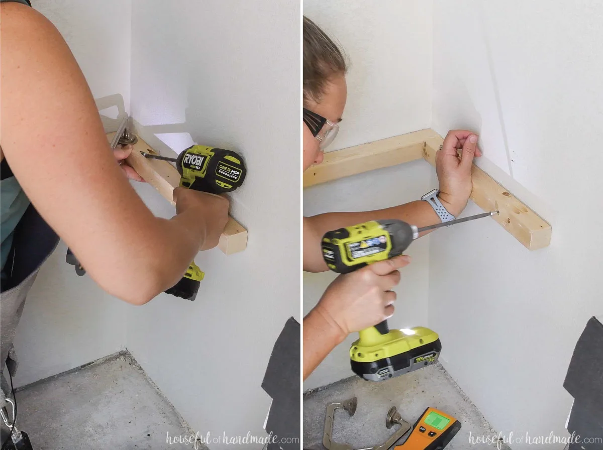Attaching small side boards to the back boards and to the wall. 