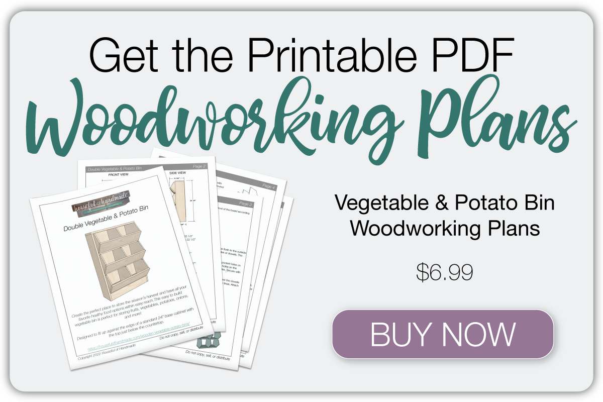 Button to buy PDF woodworking plans for the vegetable & potato bins. 