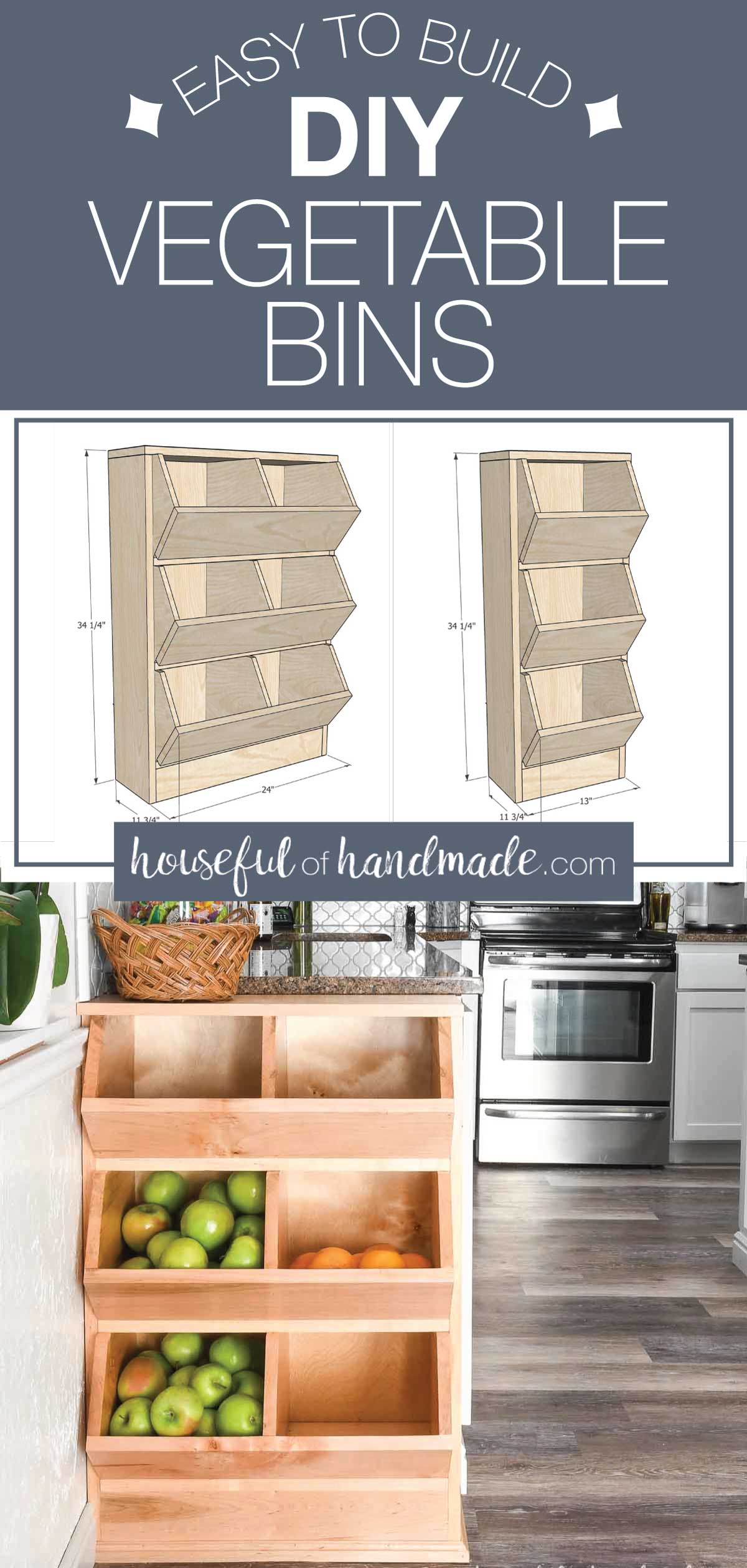 Wooden Vegetable and Potato Bins Houseful of Handmade