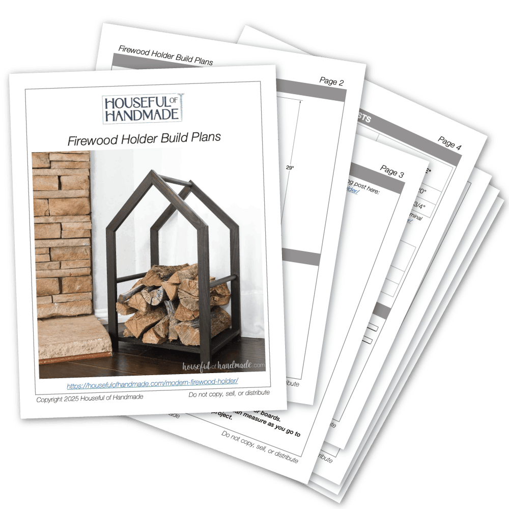 PDF plans for a house shaped firewood holder.