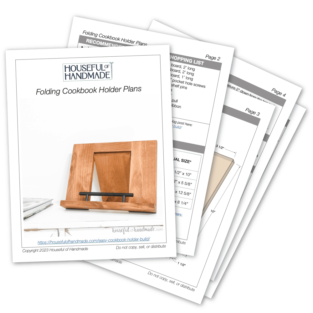 PDF plans for a folding cookbook stand.