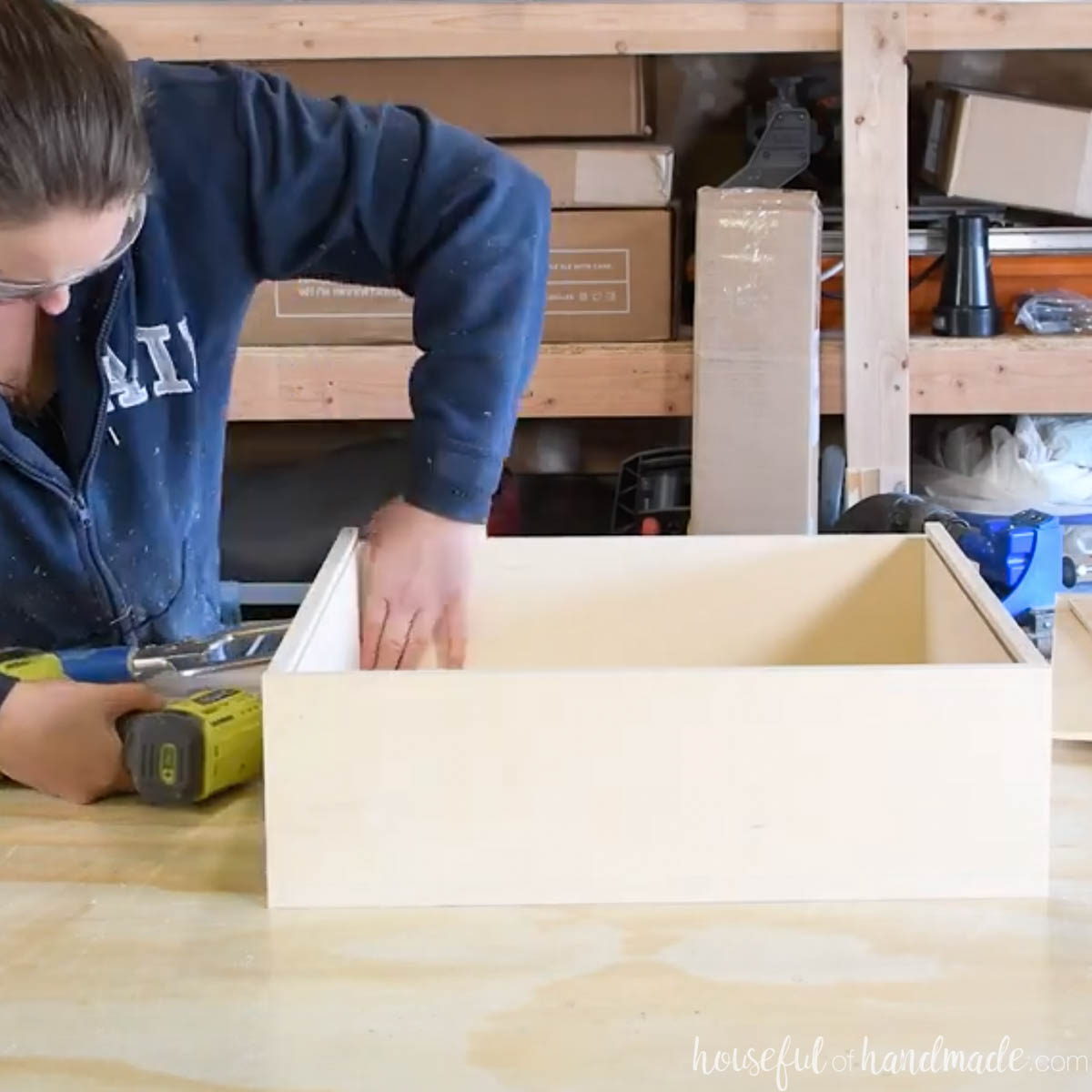 Building DIY drawers from plywood. 