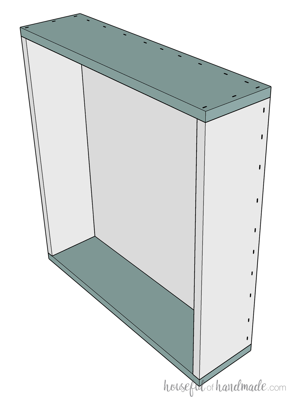 Drawing of attaching the top and bottom to the spice rack.