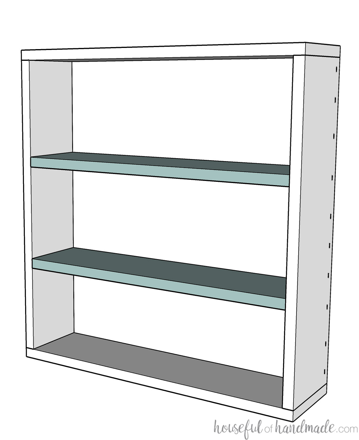 Drawing of shelves added to the spice rack. 