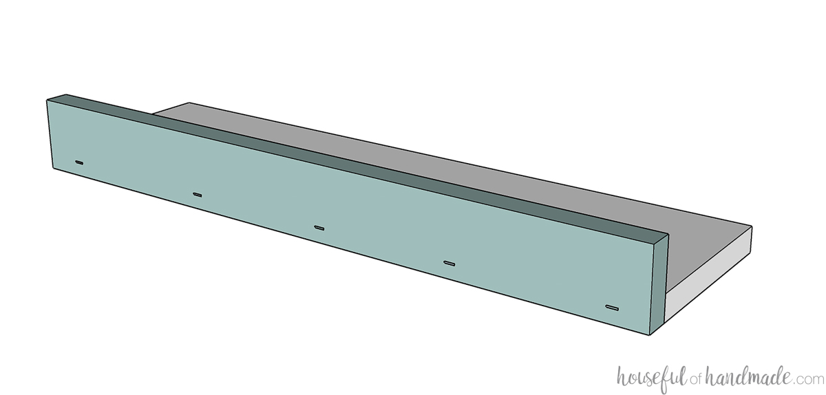 Drawing of the optional shelf front on the shelves. 