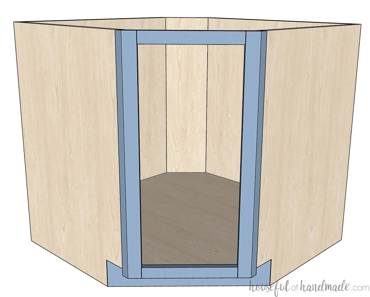 Diagonal base cabinet 3D sketch.