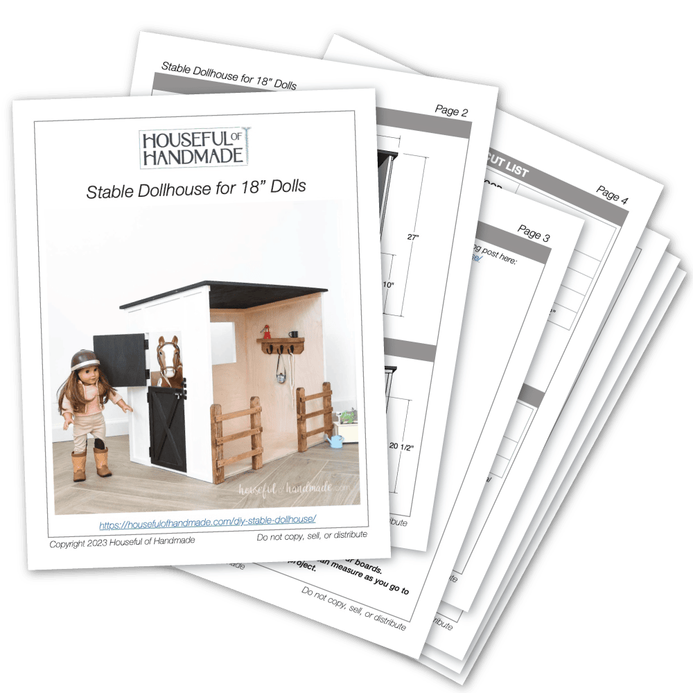 PDF plans for a horse stable dollhouse for 18" dolls.