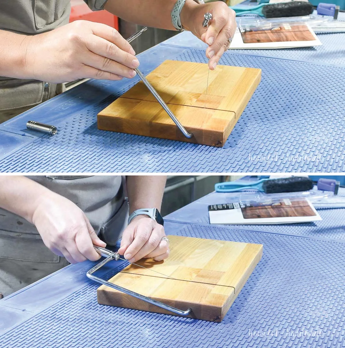 Attaching the cheese cutting mechanism. 