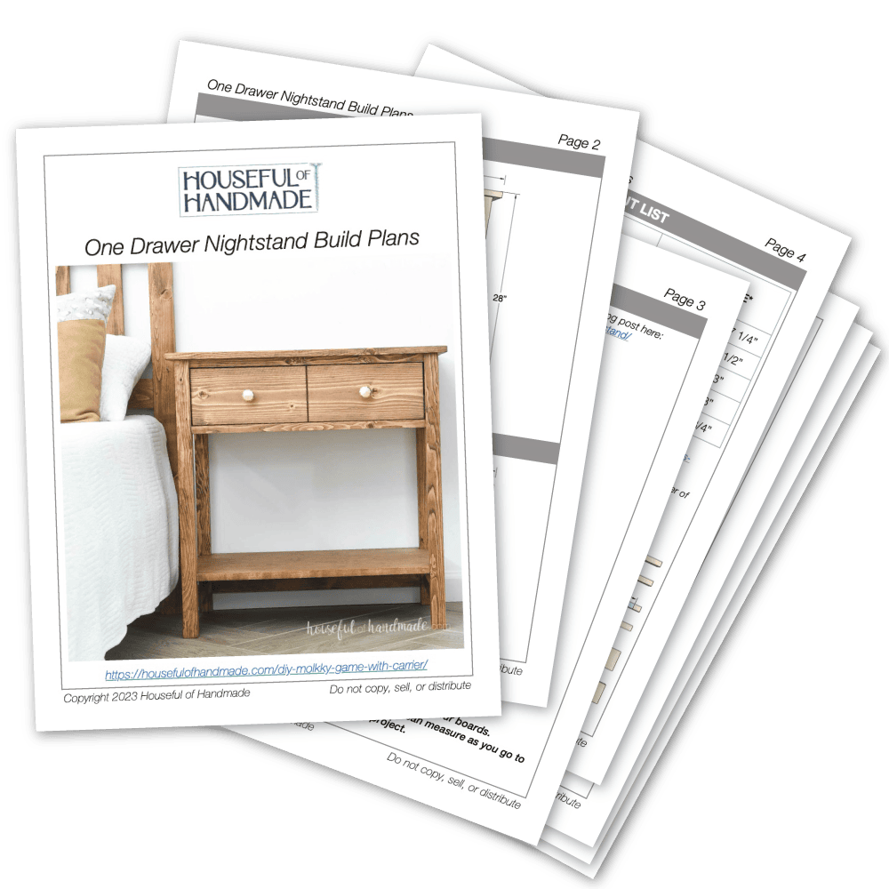 PDF plans for a 1 drawer nightstand with lower shelf.