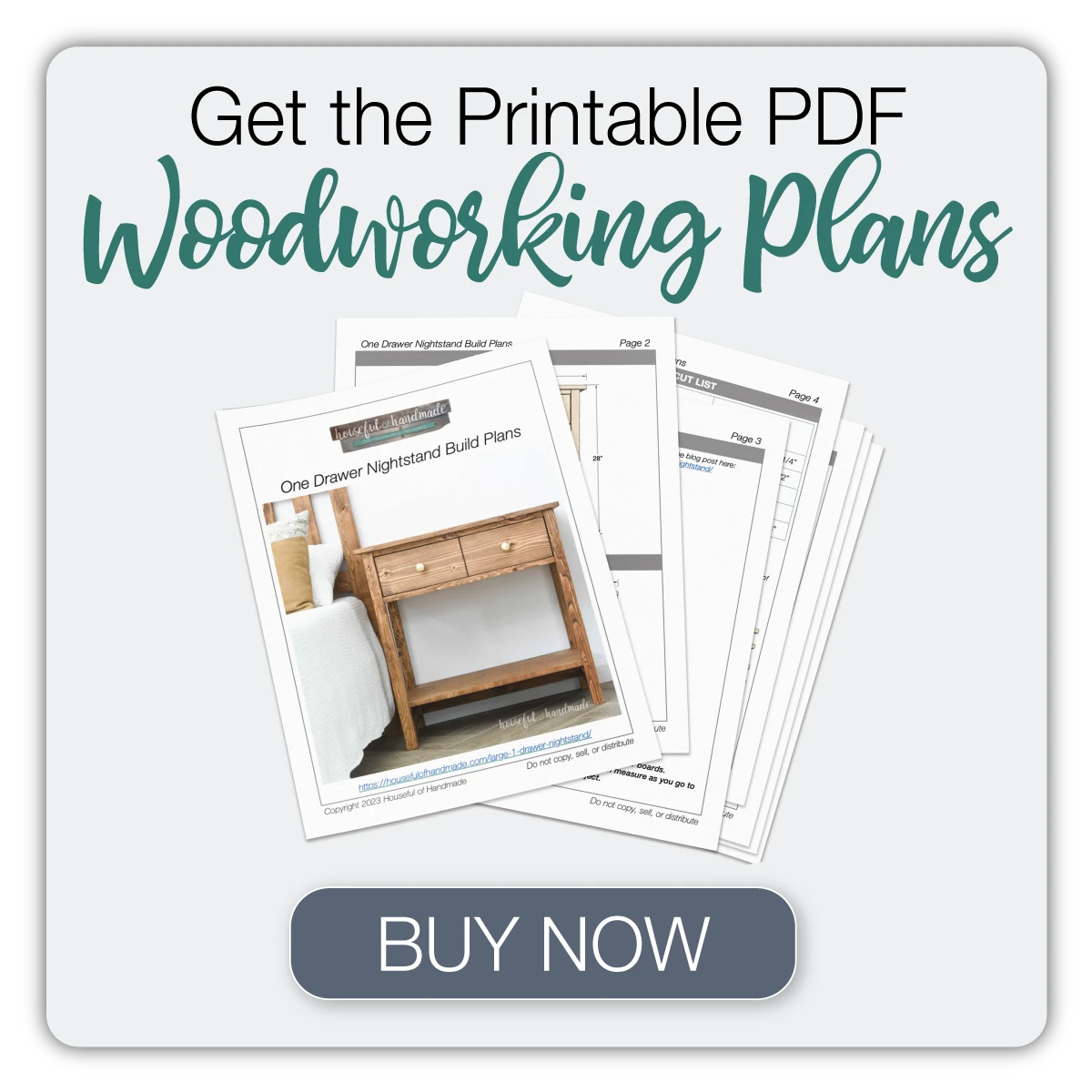 Button to buy the PDF plans for the one drawer nightstand .