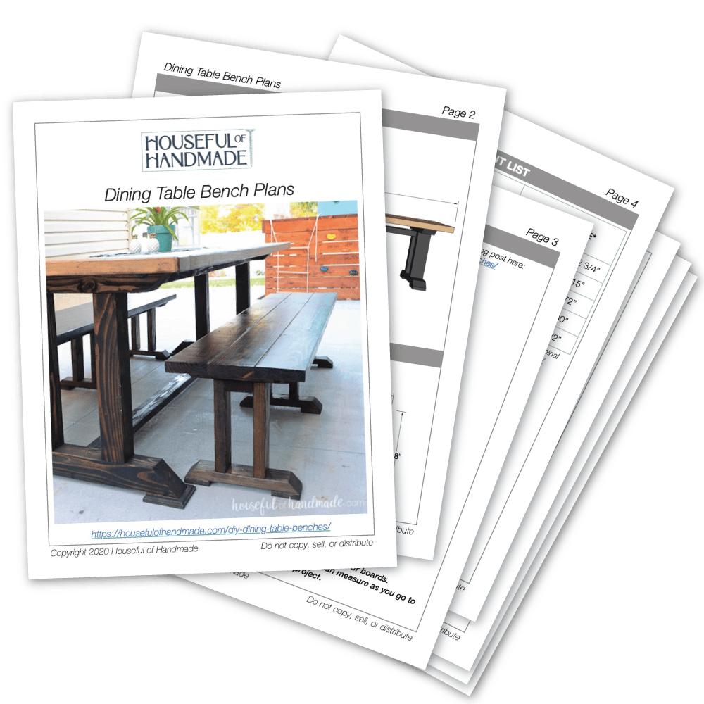 PDF plans for dining table benches.