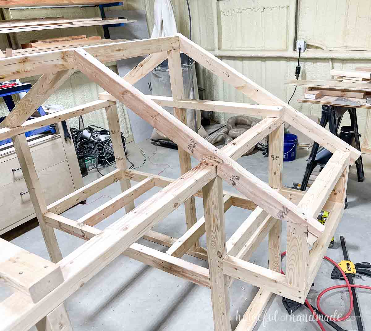 Notching and attaching center rafter. 