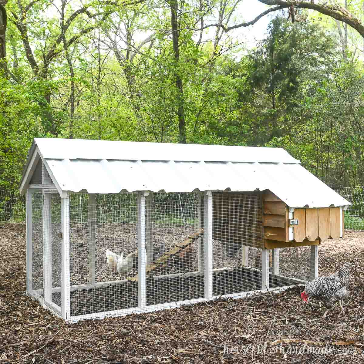 8' long chicken run with small coop built into one end.