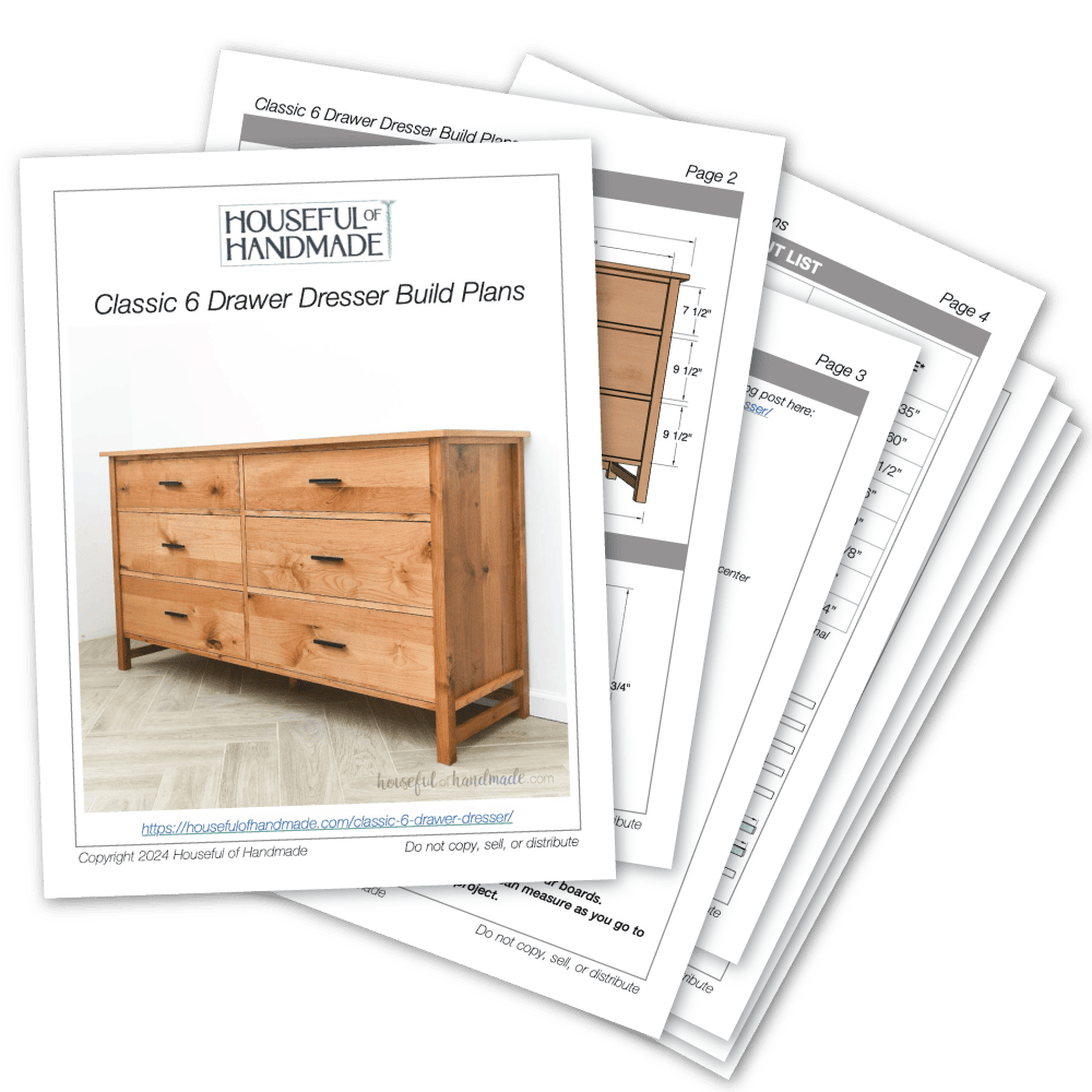 PDF plans for a classic 6 drawer dresser.