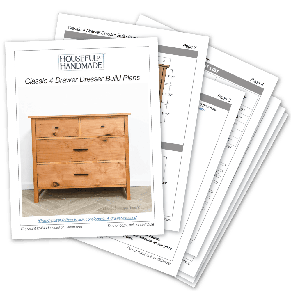 PDF plans for a 4 drawer dresser.