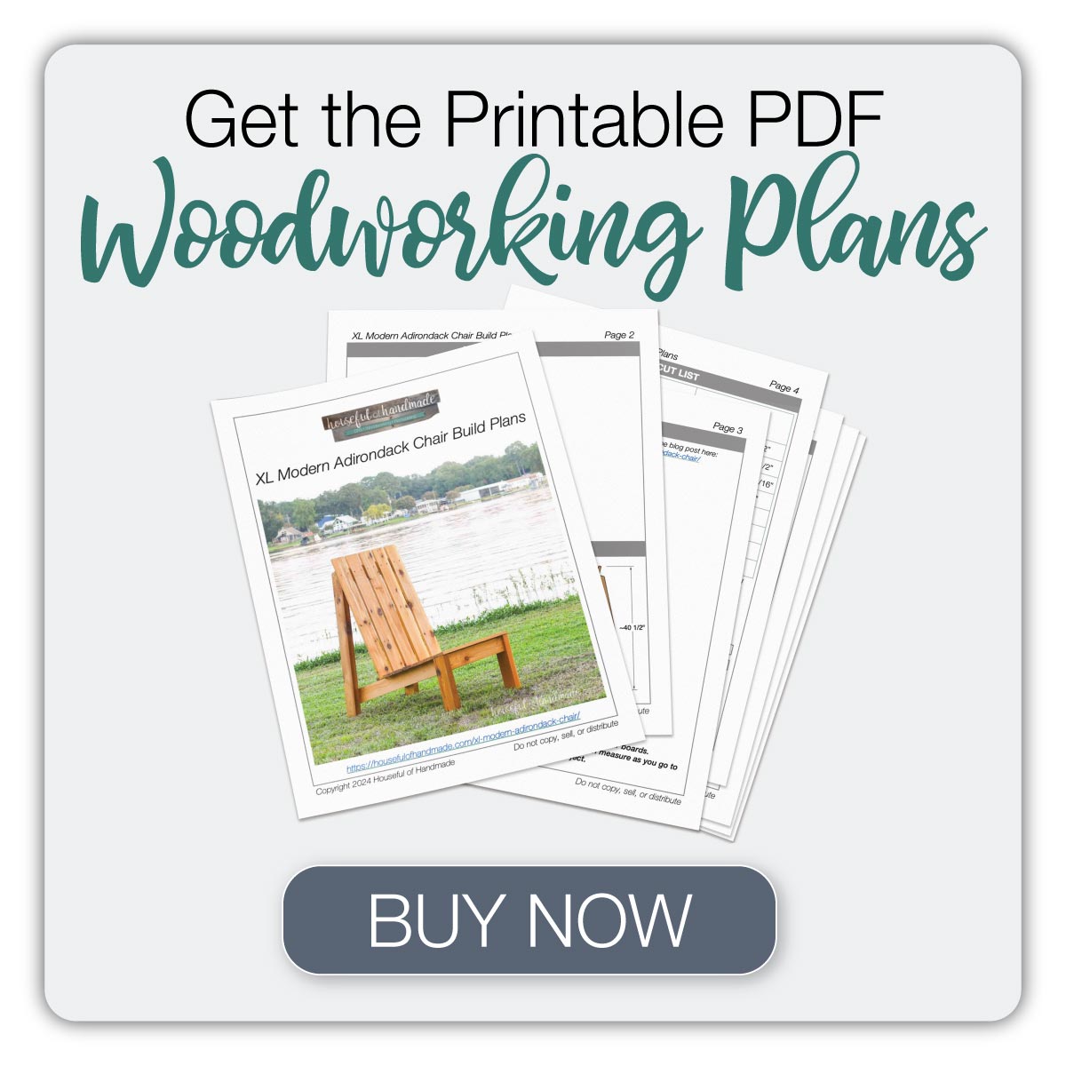 Button to buy the PDF plans for the XL Adirondack chair plans. 