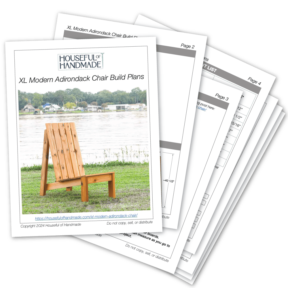 PDF plans for a modern Adirondack outdoor chair made for tall people.