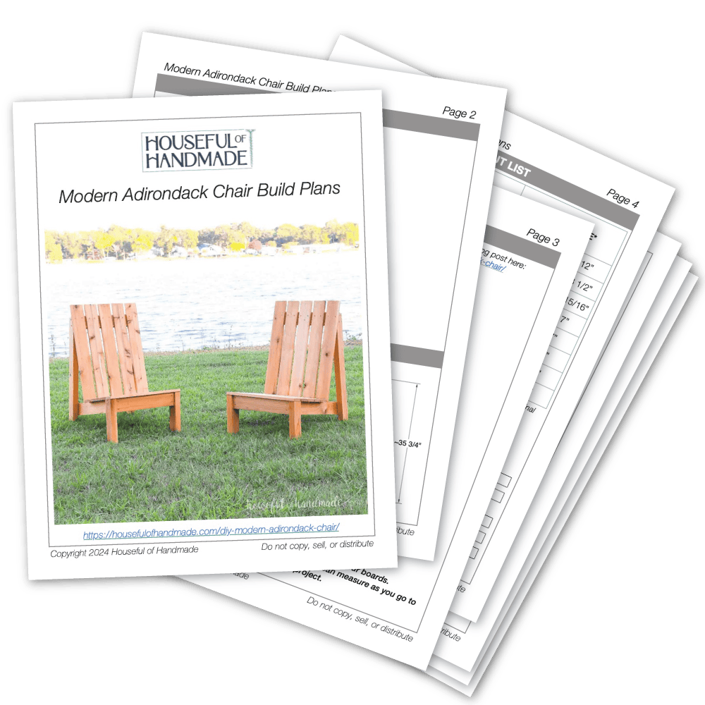 PDF plans for a modern Adirondack outdoor chair.