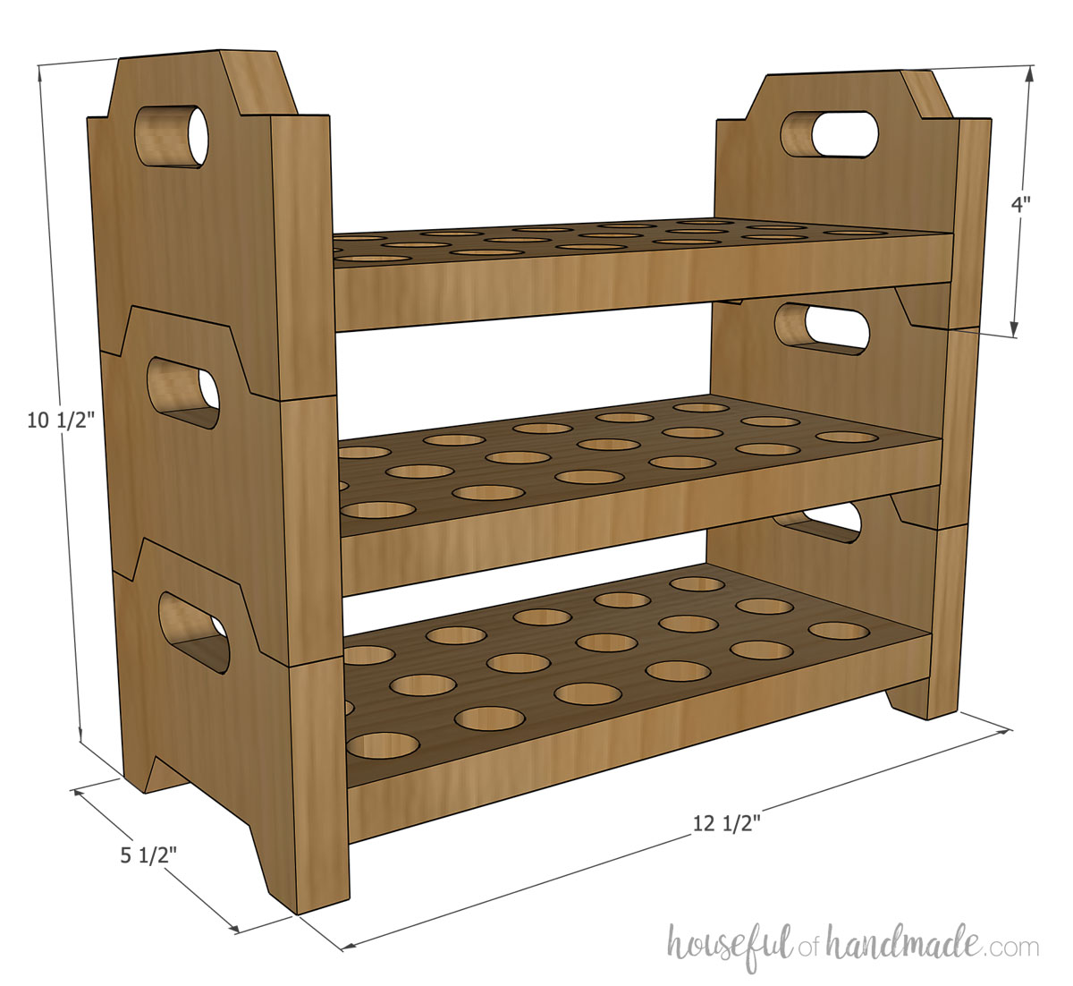 3D Sketch of the farm egg trays with dimensions noted. 