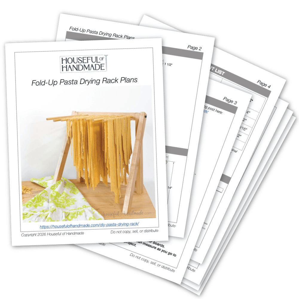 PDF plans for building a fold up pasta drying rack.