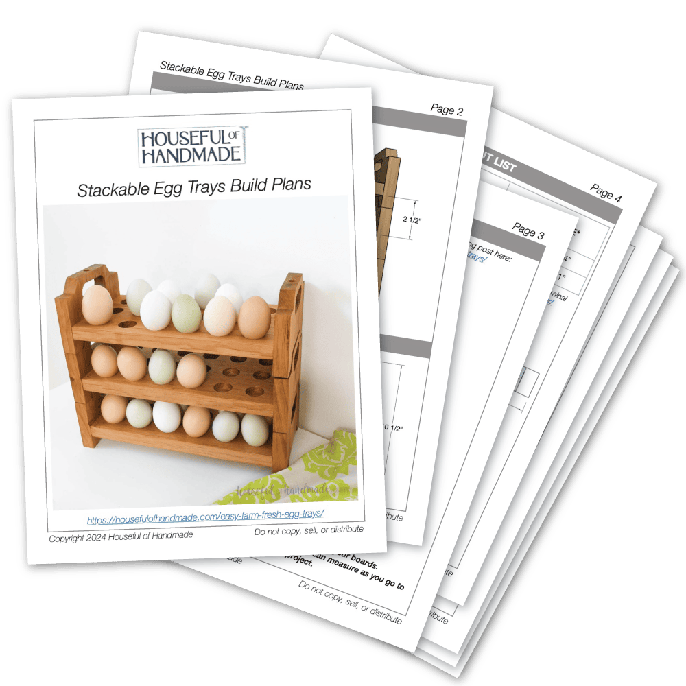 PDF plans for stackable egg trays from wood scraps.