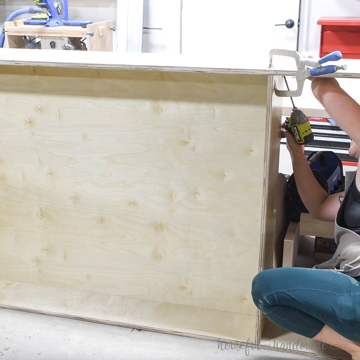 Assembling the cabinet with the back inset. 