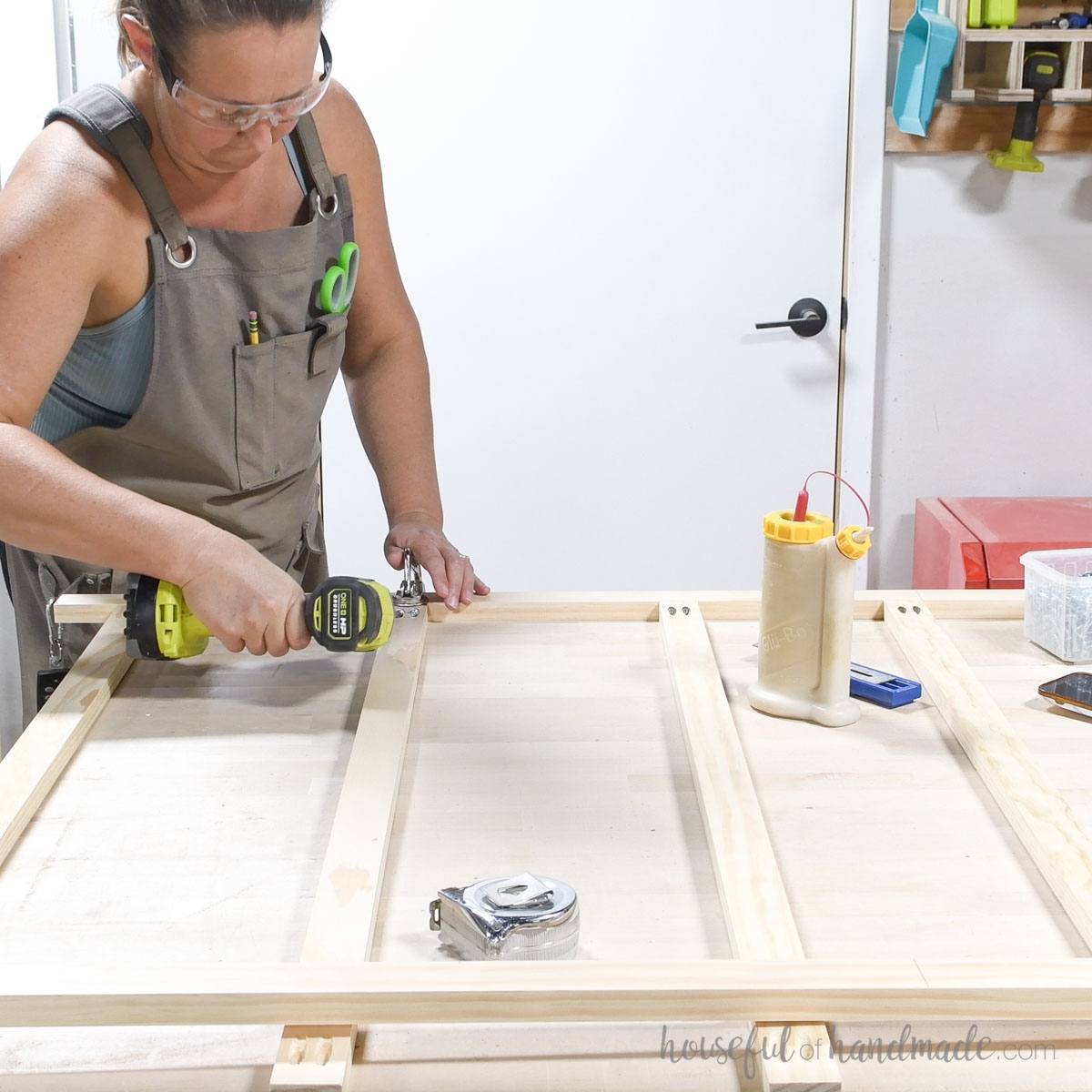 Building a face frame for around the drawers in the storage cabinet. 