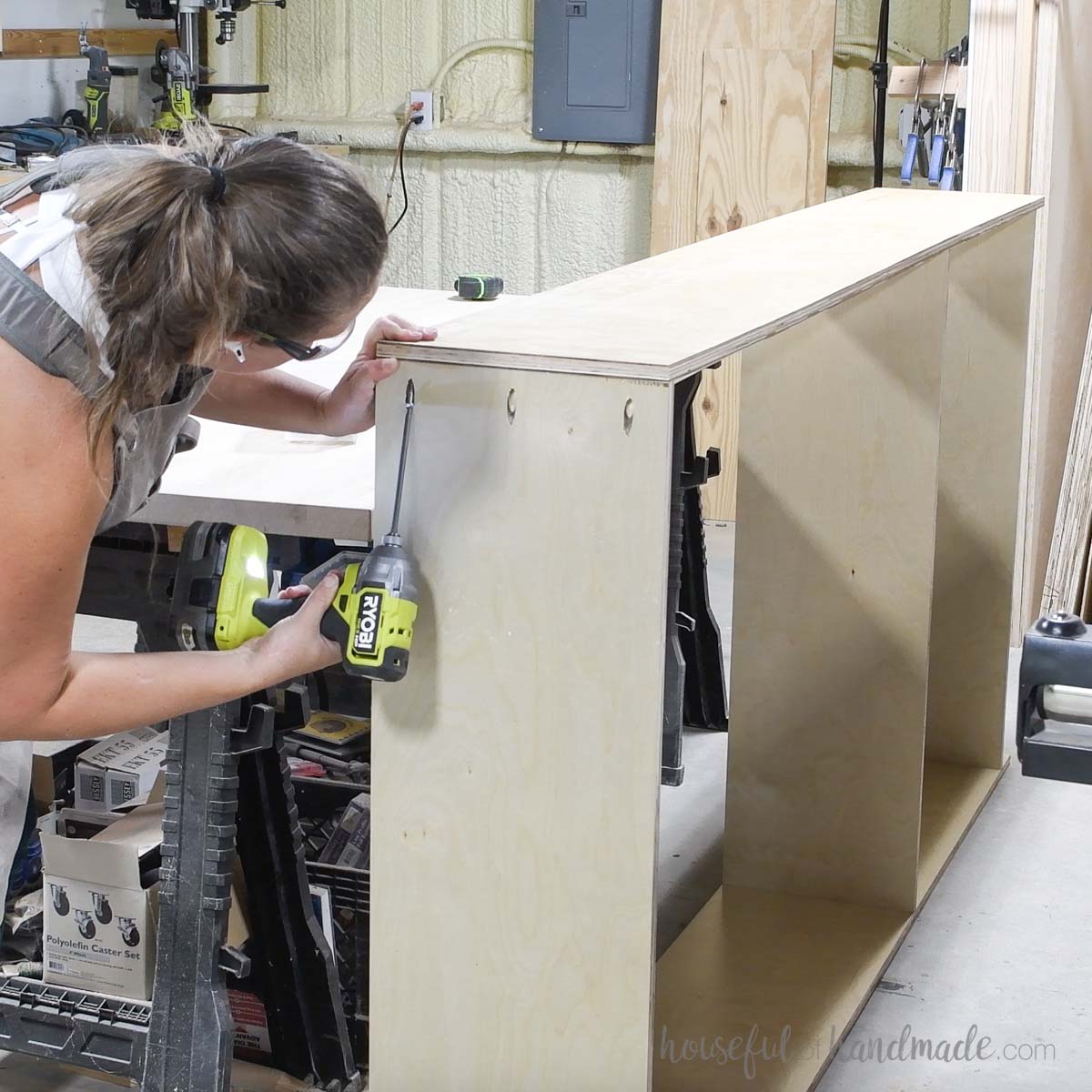 Attaching the second side to the bookcase. 