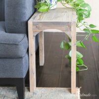 Chunky side table with only a top shelf and open below.