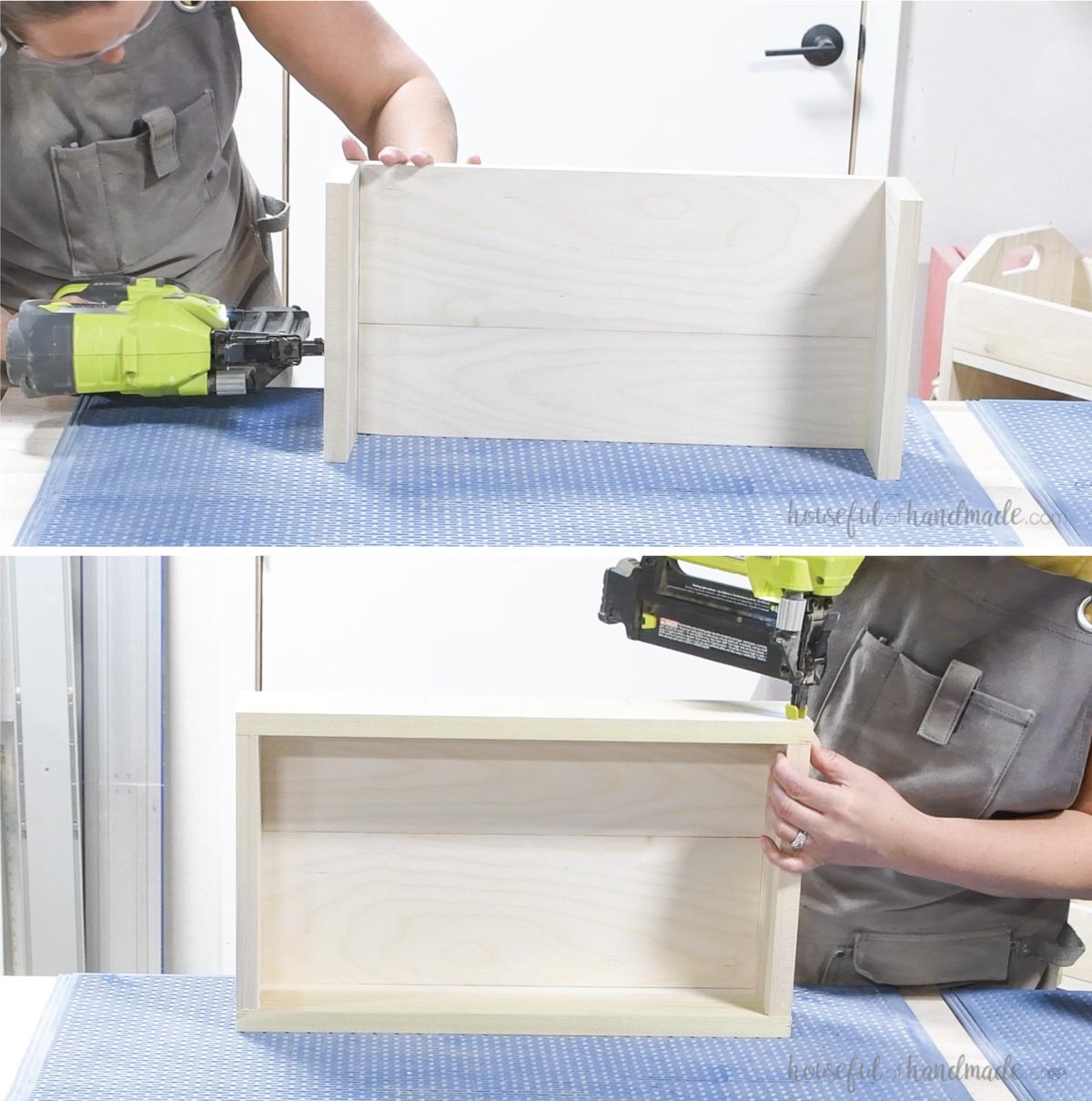 Building a simple drawer with brad nails.