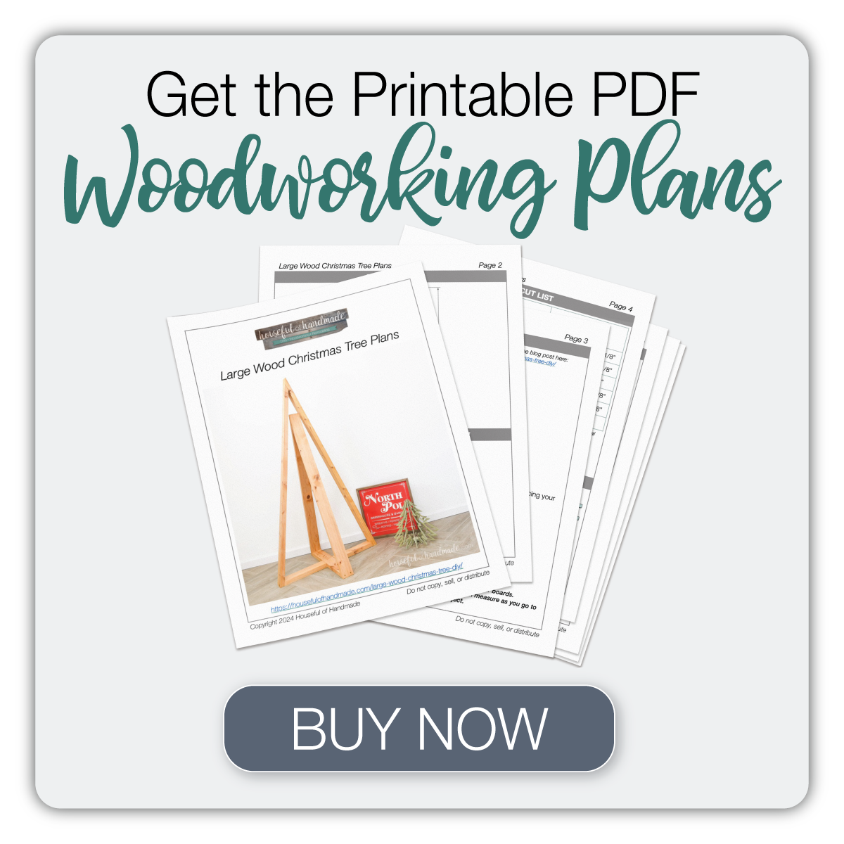 Button to buy the printable PDF plans for the large wood Christmas tree. 