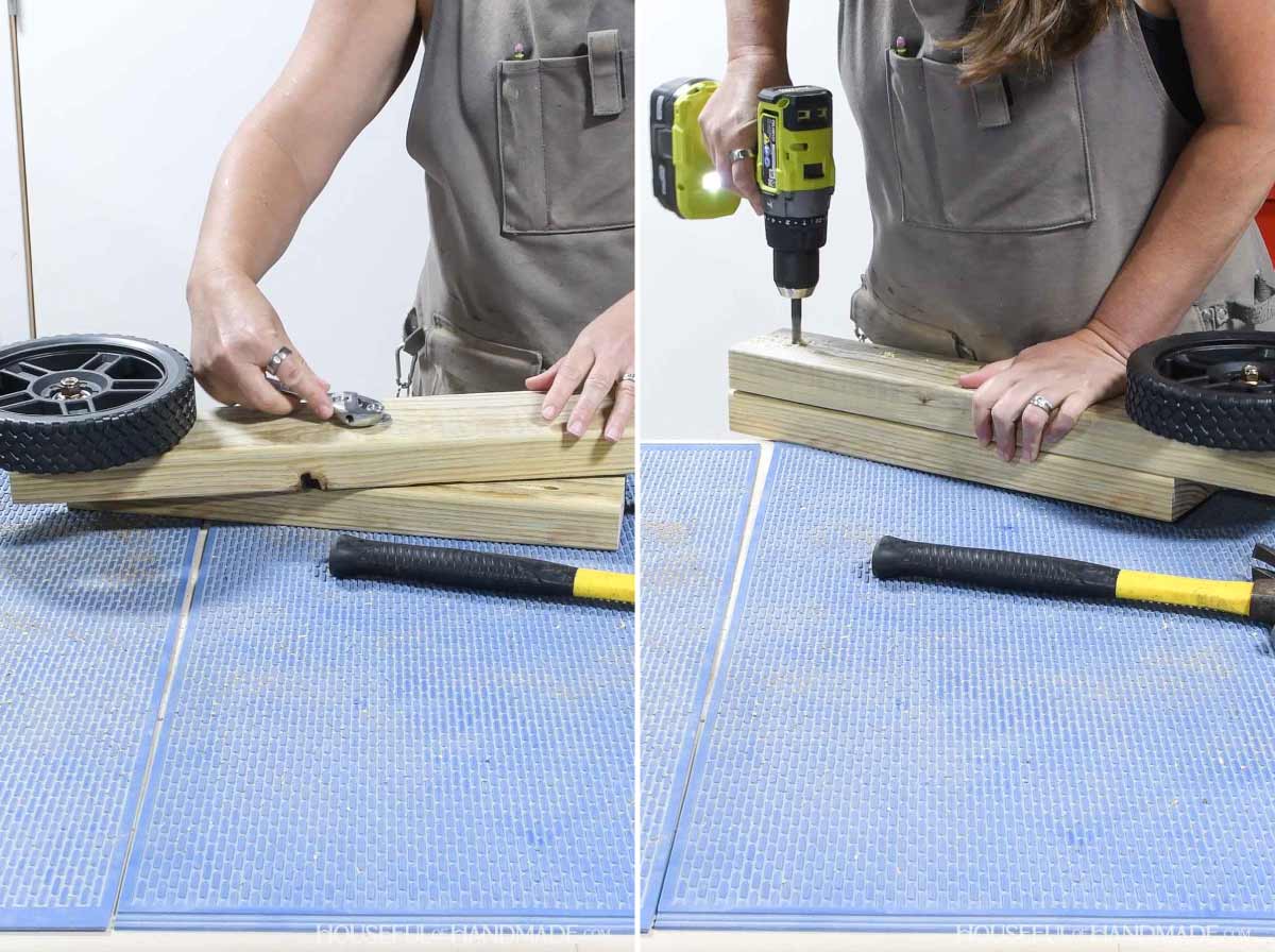 Creating a pivoting wheel board.