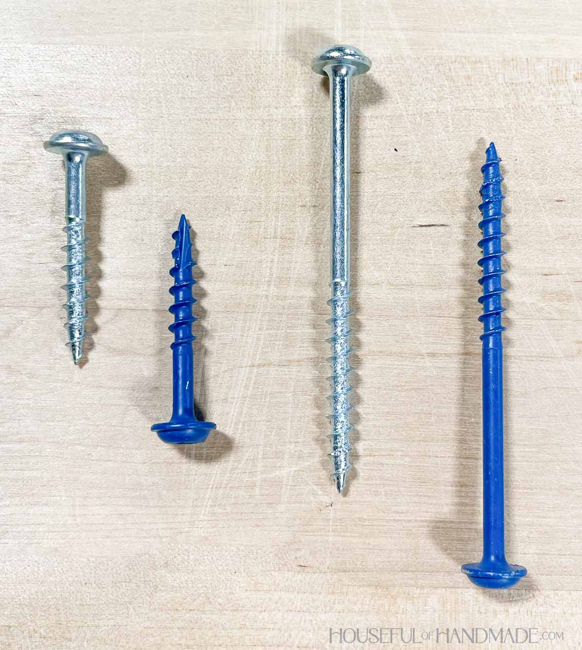 Interior and exterior coated pocket hole screws.