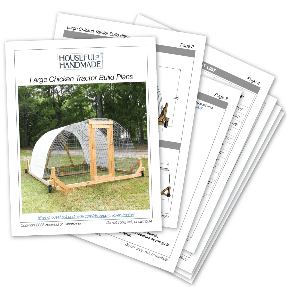 Printable PDF plans for a large chicken tractor that is easy to move.