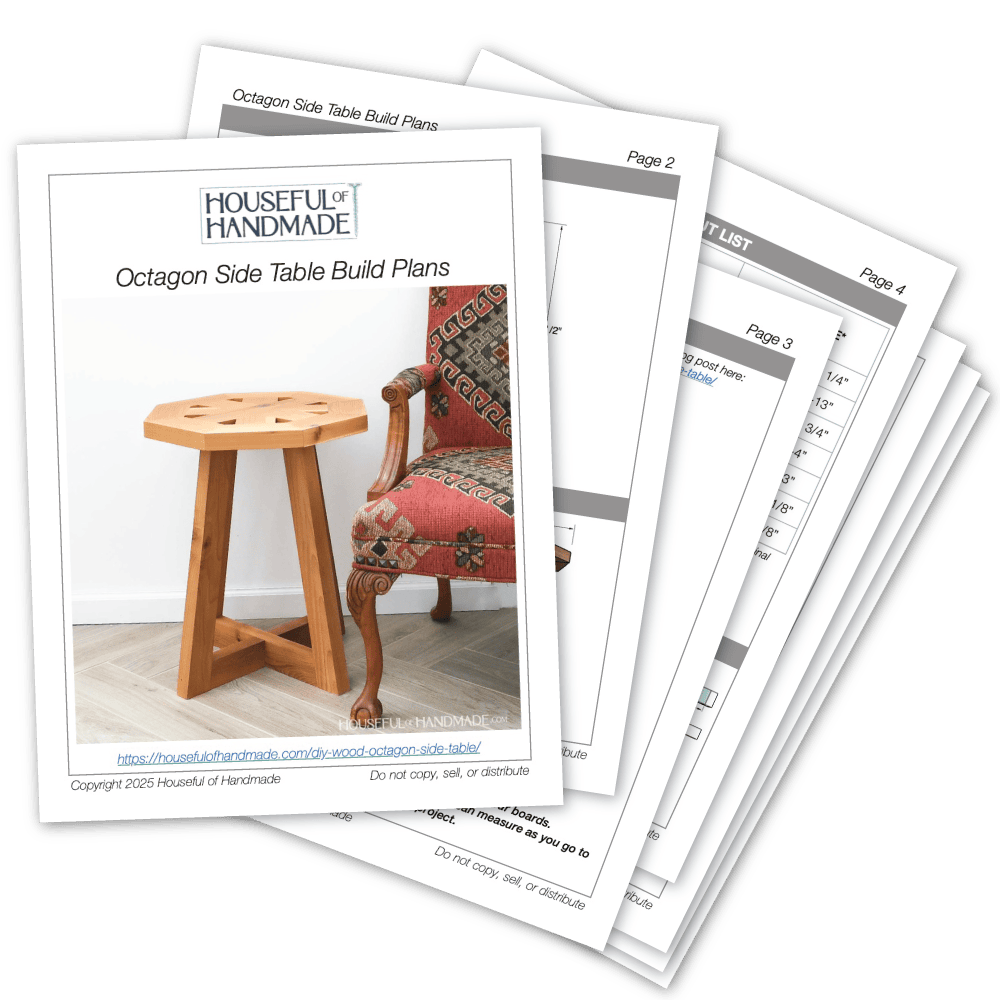 Printable PDF plans for the octagon side table.
