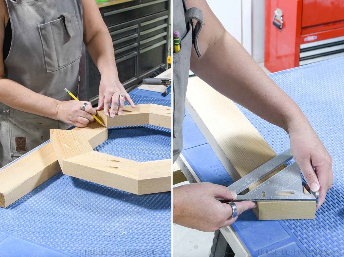 Figuring out the final piece of the octagon.