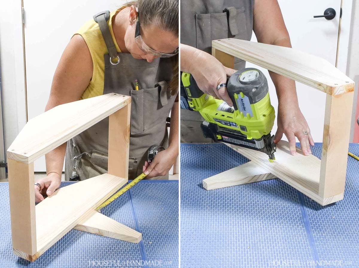 Attaching the handle base to the basket.