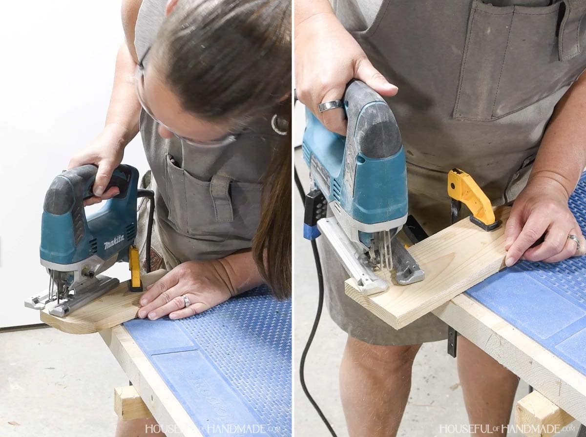Cutting curves out with a jig saw. 