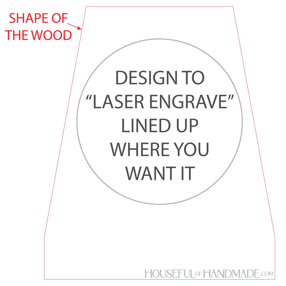 Visual representation of the cut lien for the wood around the design. 