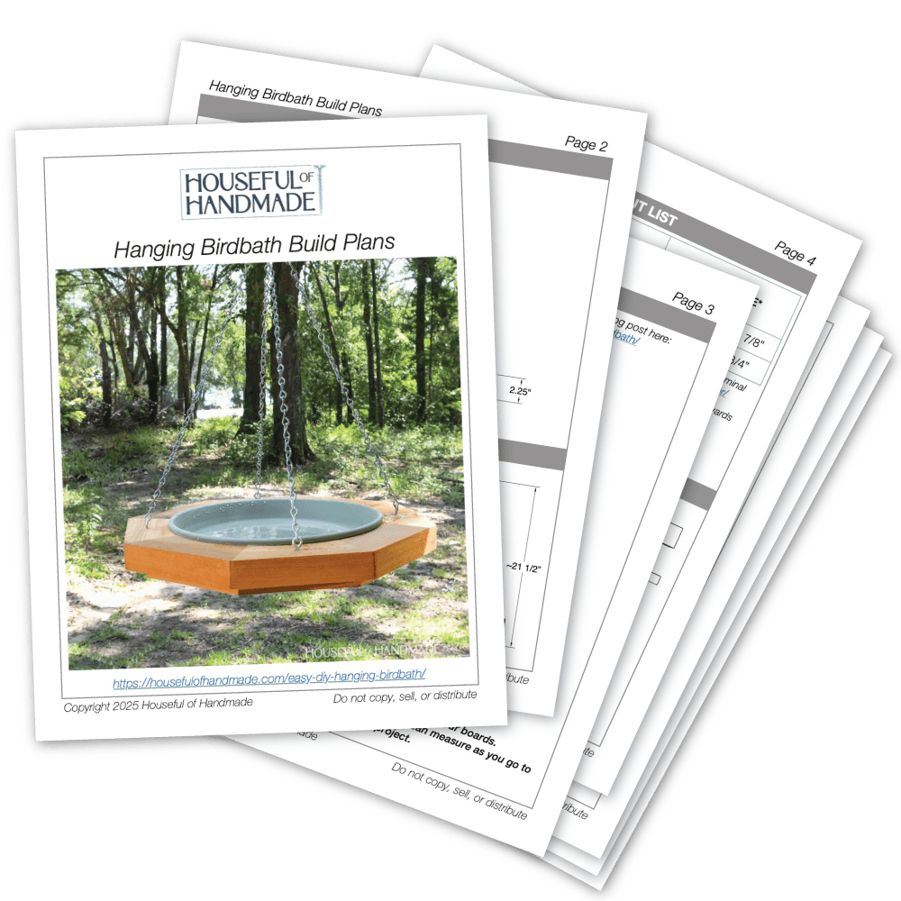 PDF plans for the hanging bird bath.