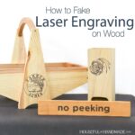 Three wood projects with design on the front that looks like it was laser engraved.