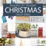 Pinnable collage of 12 DIY wooden Christmas decor projects.