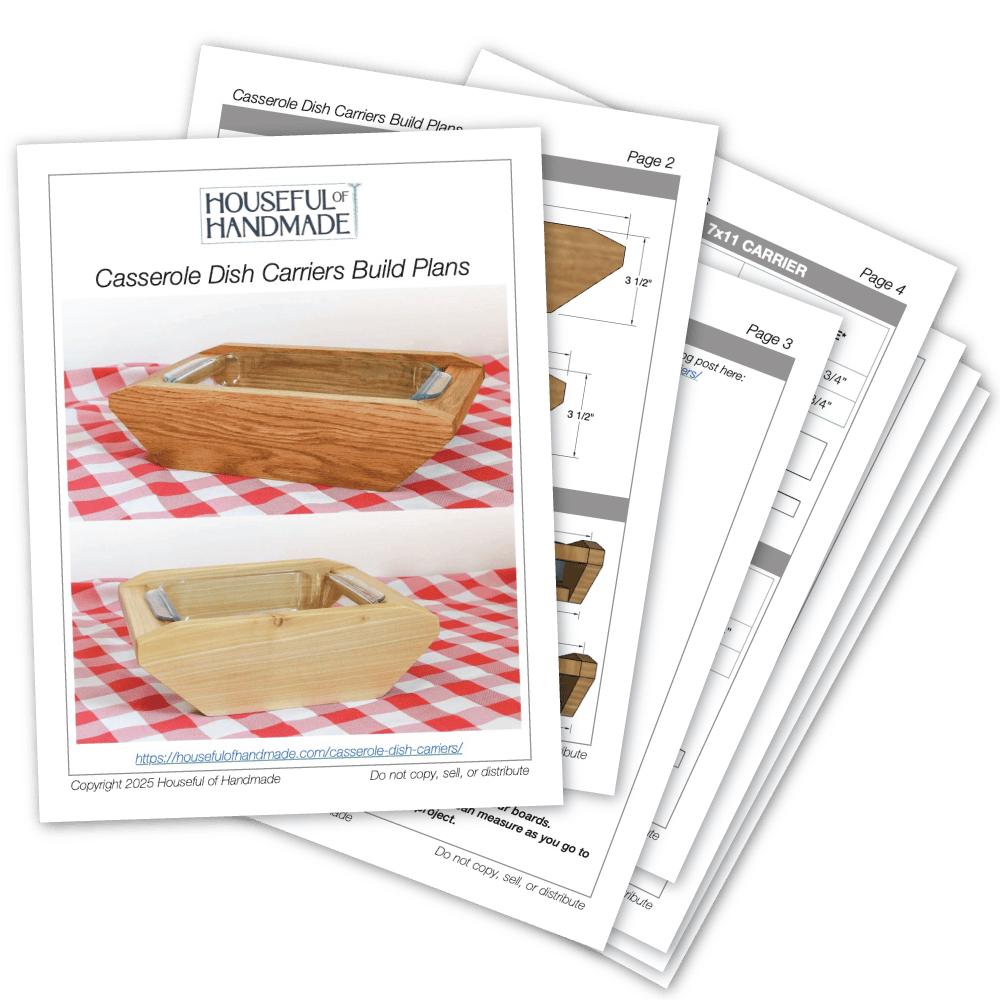PDF plans for 2 sizes casserole carriers.